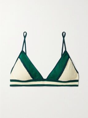 Dodo Bar Or Cream & Emerald Knit Triangle Bralette